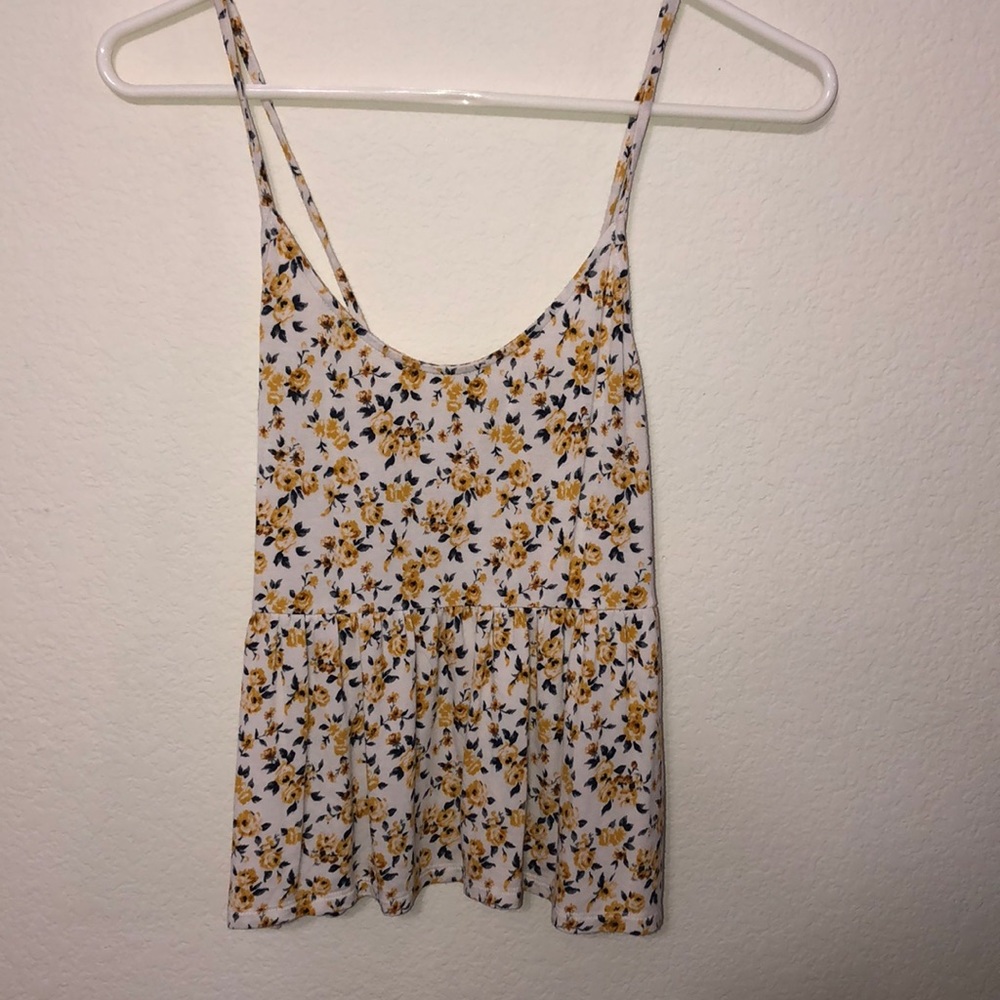 American eagle yellow floral summer tank top